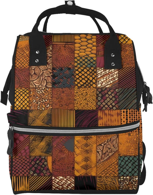 FHEDVBN African Style Patchwork Diaper Bag Backpack for Women Multifunction Waterproof Mummy Backpacks