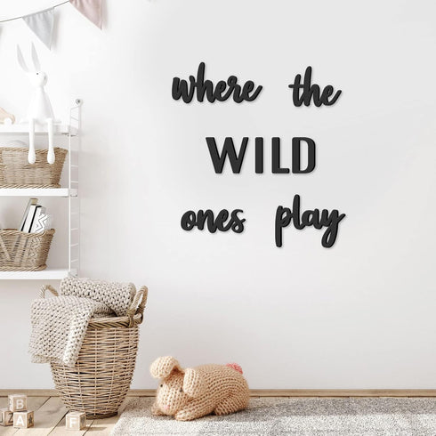 Xylolfsty Playroom Wall Decor, Where The Wild Ones Play Sign - Wooden