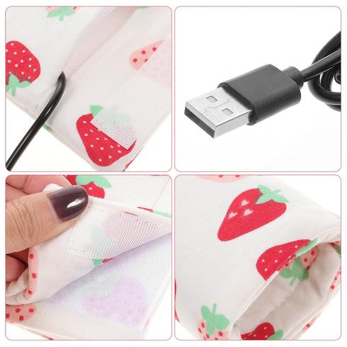 FRCOLOR USB Portable Milk Bottle Warmer Bag with Cloth Insulation Travel-Friendly Bottle Heating Sleeve USB Charging