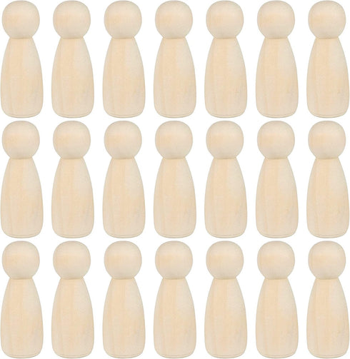 JAPCHET 50 Pack 3-1/2 Inch Large Unfinished Wooden Peg Dolls for DIY Art Craft Projects