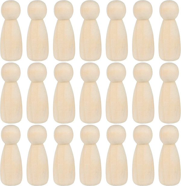 JAPCHET 50 Pack 3-1/2 Inch Large Unfinished Wooden Peg Dolls for DIY Art Craft Projects