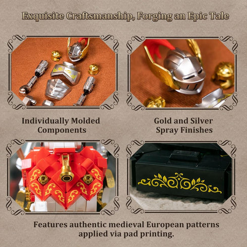 Set 31 cm Set PANTASY Knight Construction Medieval Collector's Model with Armored Battle Cross and Movable Joints