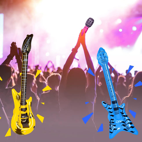37 Set, 12 36 Inch 12 12 80s Pcs Inflatable Rock Star Instrument Blow up Guitar Inflatable Microphone Bass with a Pump