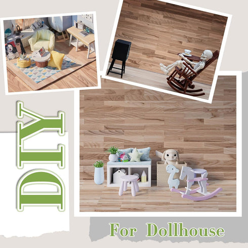 12 8.27 11.69 Inch Flutesan Pcs Miniature Dollhouse Wallpaper and Flooring Peel and Stick Mini DIY Self Adhesive