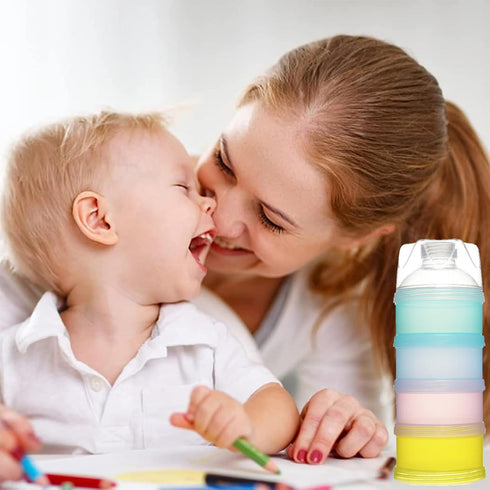 Manwetye 2 4 PCS Layers Baby Milk Powder Dispenser, Milk Powder Pots,Formula Dispenser Portable Milk Powder Formula
