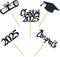 30 PCS Graduation Cupcake Toppers 2025, Grad Cap Cake Toppers, Food Picks for Party Supplies & Favors, 5 Styles