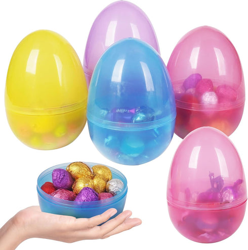 PNIOTAIN 6 Pack Large Plastic Easter Eggs Fillable - 6 Inch Jumbo Easter