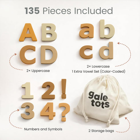 Set 135 Magnetic Letters and Numbers for Kids PCS Alphabet Magnets for Fridge Montessori ABC Educational Toy Gift