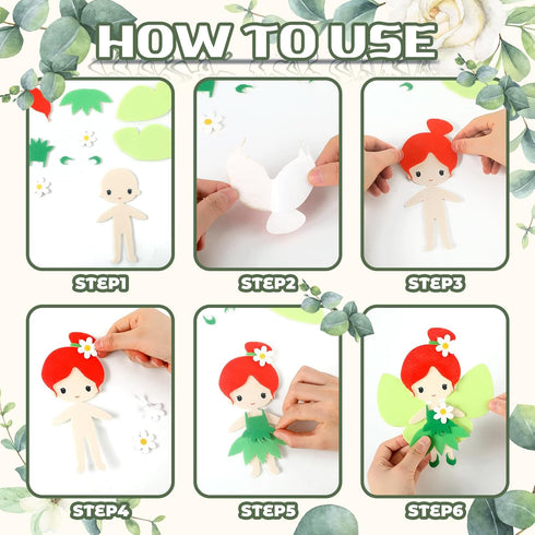 24 3D Geetery Pcs DIY Fairy Art Crafts Kit Creative Make Your Own Fairy Felt Sticker Puzzle for Kids Toddler Girls