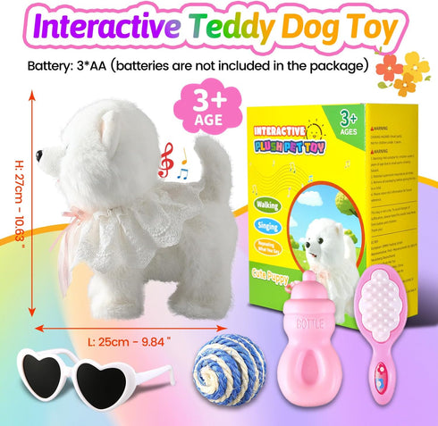 Marsjoy Samoyed Walking Barking Dog for Kids Interactive Musical Puppy Robot Repeats What You Say, Realistic Licking