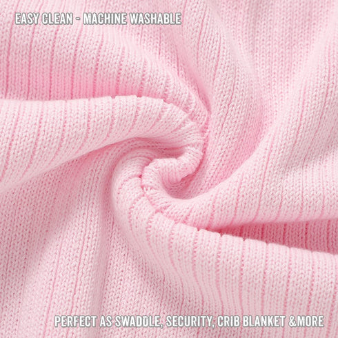 100% Organic Cotton Baby Blanket for Girls Luxury Stretch Ribbed Knit, Breathable Swaddle Quilt Blanket for Newborns