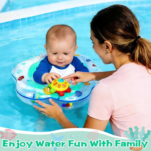 6-12 Baby Pool Float with Double Airbag Safety Seat for Toddler & Infant Months, Inflatable Infant Pool Float for Swim