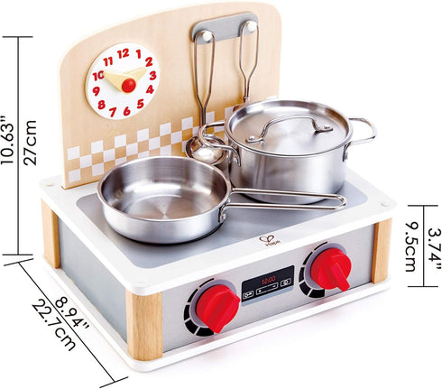 Hape 2-in-1 Kitchen & Grill Set Multicolor, Dimensions: L: 11.8, W: 9.1, H: 10.1 inch, Count of 6