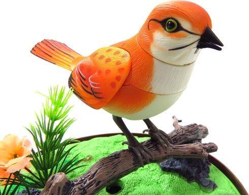 PowerTRC Singing & Chirping Bird in Cage, Realistic Sounds & Movements, Battery Operated, 10” x 7”