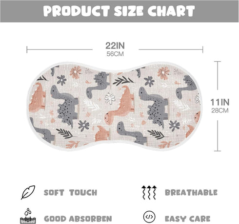 decor gift 4 Pack 22x11in Cotton Baby Muslin Burp Cloths Easy Care Naughty Alaskan Dinosaur Light Gray wash Cloths