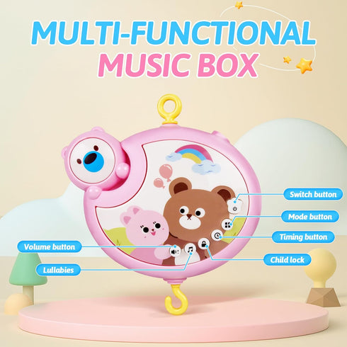 RSEPD Pack Crib Mobile with Music and Lights, Baby Mobiles for Cribs, Nursery Musical Mobile for Bassinets Toys Hanging