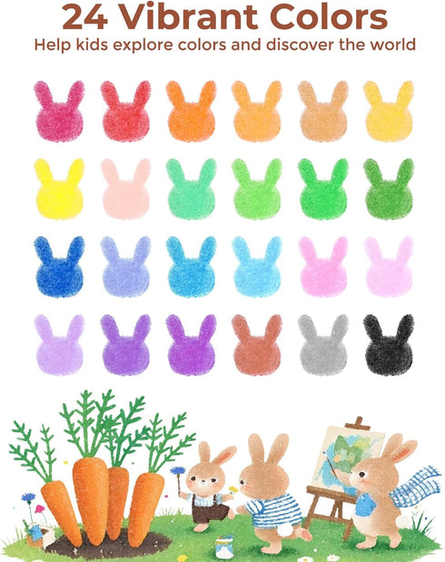 24 1-3 30-Page 120 JUPITEARTH Carrot Crayons for Kids Colors, Non Toxic Beeswax Crayons for Toddlers with Coloring Book