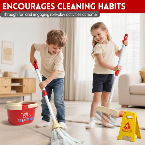 Siwuoke Set, 29 Kids Cleaning Toy Educational Pretend Play Cart with Pcs, Detachable Housekeeping Tools for Toddlers
