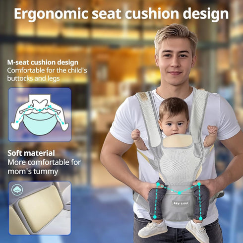 Toddler(25-60 lbs), 6-in-1 Baby Carrier, Newborn to Adjustable Detachable Ergonomic Toddler Carrier, Easy-to-Use, Front