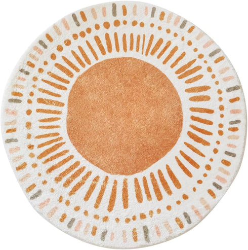 Poowe 47.2") Cute Point Rings Kids Play Mat Baby Nursery Rug Round Educational Alphabet Soft Area Rug Non Slip