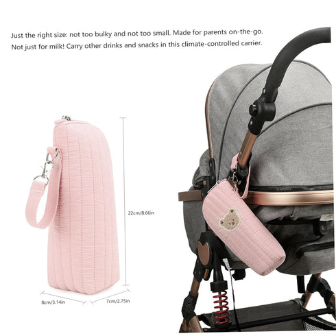 Sgqtqybk 1 Insulated Baby Bottle Bag with Adorable Bear Embroidery - Breastmilk Cooler Travel Bag for On-the-Go