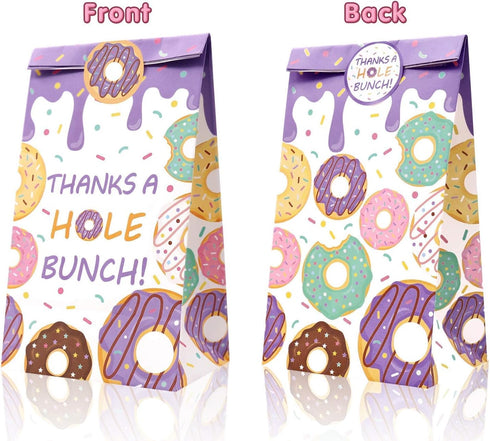 Levfla 24 PCS Donut Candy Bags with Sprinkles, Sweet Doughnut Favor Ideas for Kids Birthday Party Supplies