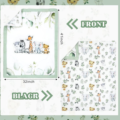 Hahafelt 3 Set Set Pcs Baby Crib Bedding Safari Animals Dinosaurs Bear Woodland Animals Jungle Crib Includes Quilt
