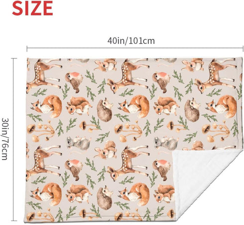 Cute Forest Animals Baby Blankets - Soft Warm Fuzzy Plush Bed Throw for Newborn Infant Toddler Girls Boys, 30"x40"