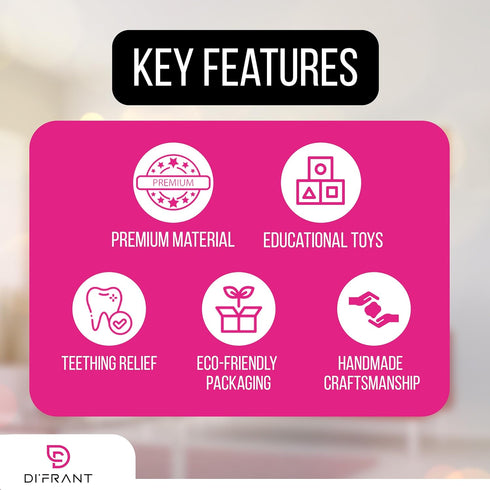 Set DI'FRANT Newborn Baby Gift Box | Baby Essentials Educational Teething Toy & Soothing Crochet Rattle |Baby Boy Stuff