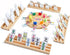 Set 4 12 91 ELONGDI Mexican Train Dominoes with Wooden Trays/Racks and Portable Carrying Case,Travel Colorful Double