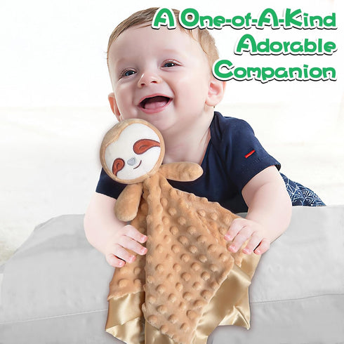 Sloth Baby Security Blankets for Baby Soft Loveys for Babies Boy, 16" Baby Stuff Snuggle Toy Lovie, Baby Girl Gifts for Infant and Toddler
