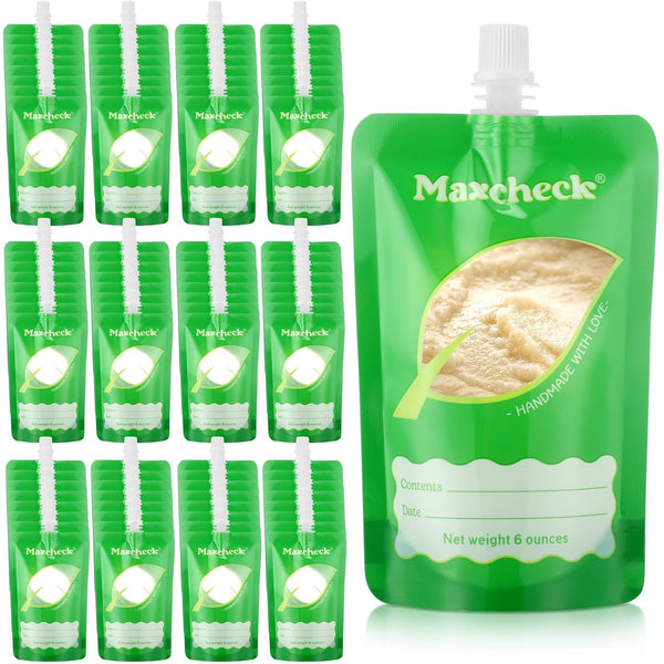 Maxcheck 100 Pack Disposable Baby Food Pouches 6oz Baby Food Storage Containers