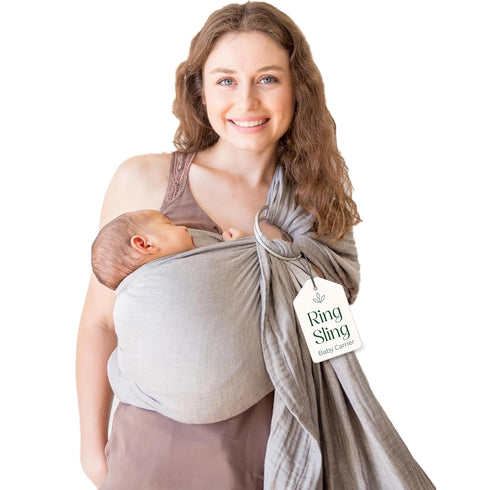 Ring Sling Baby Carrier - USA Lab Tested, 100% Natural Cotton Muslin,