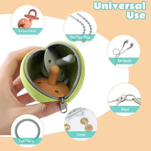 Nupoopy 2-Pack Silicone Pacifier Holder Case- Portable Pacifier Cover Pouch Bag, Pacifier Storage Case for Diaper