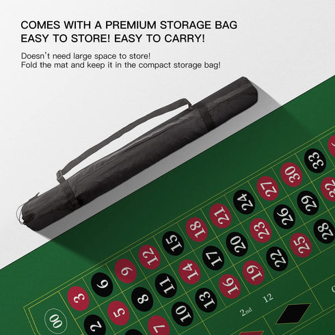 70" 35" YUZPKRSI x Roulette Casino Mat, Roll-up Poker Mat for Table with Carrying Bag, Professional Poker Table Mat