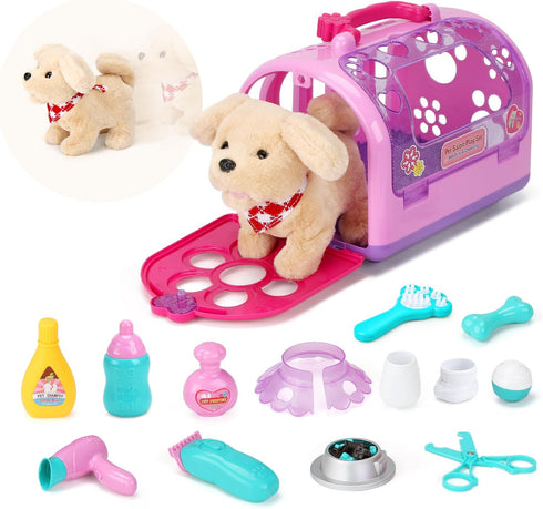 Sotodik Pet Care Play Set Electric Vet Play Set-Walking ,Barking,Tail Wagging Little Plush
