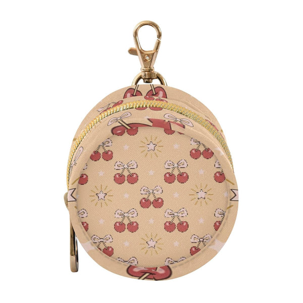 PYBUG Cherry Round Pacifier Storage Case, Polyester & TPU Lined with Hook Buckle,