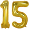 40inch Gold Foil 15 Helium Jumbo Digital Number Balloons, 15th Birthday Decoration for Girls or Boys, Sweet 15 Birthday