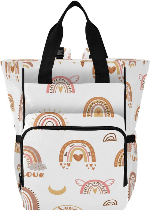 BOESI Boho Rainbow Diaper Bag Backpack, Mommy Bag, Multifunctional Diaper Backpack, Travel Backpack,