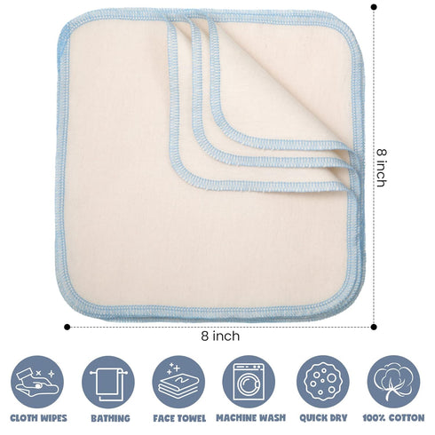 45 5 8 8 Inches, 1.0 Count Mimorou Pcs Flannel Cloth Baby Wipes Reusable Baby Diapers Wipes Washable Natural Unbleached