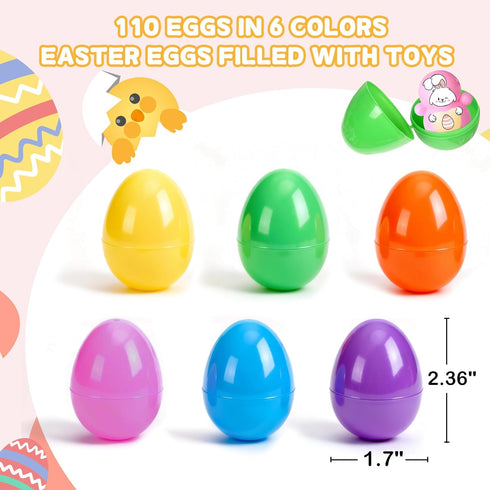 220 110 110 Pcs Prefilled Easter Eggs and Toys, Eggs Pre Filled with Toys inside, Easter Basket Stuffers Party Favors