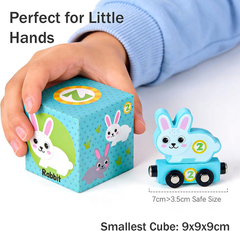 6 Set 18M-6Y, Counting Atoylink Stacking Blocks Nesting Toys with Magnetic Animal Train, Farm Cubes Number Learning