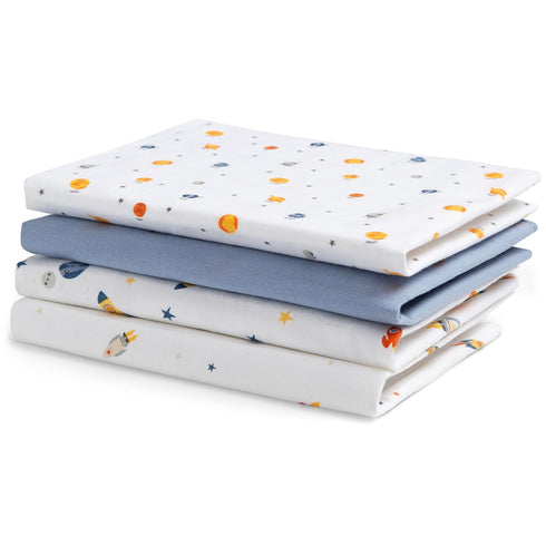 Delta Children 100% Cotton Flannel Baby Receiving Blankets for Girls and Boys, 30x30 Inches (Pack of 4), Space