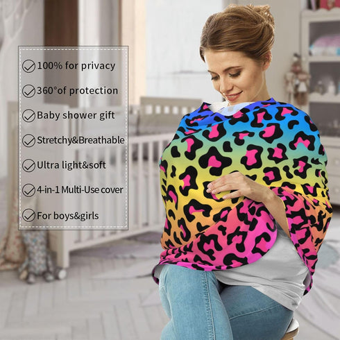 Schgap Leopard Car Seat Cover for Baby, Soft Stroller Cover Nursing Cover Breastfeeding Baby Carrier Covers for Newborn