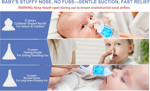 POLEDY 3 Tips,3 Electric Nasal Aspirator for Baby, Waterproof Nose Sucker for Toddlers, Nose Cleaner with Silicone