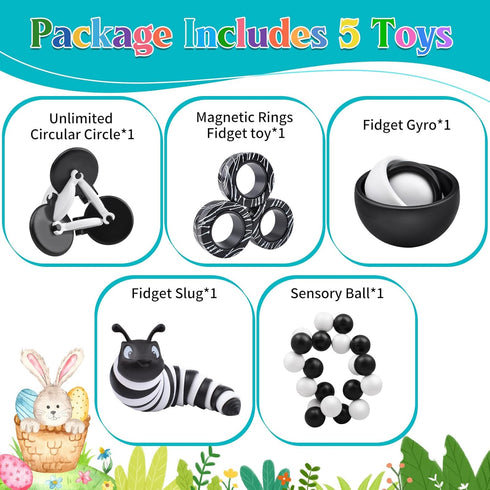 Pack, 5PC Set 8-12 Fidget Toys Adults Sensory Toys Easter Basket Stuffers for Kids Teen Autism, Desk Toy Stress Relief