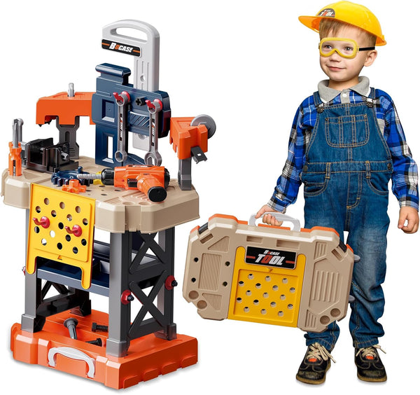 Kids Tool Bench - 78 Piece Toddler Tool Set with Electric Toy Drill and Realistic Tools for Pretend Play