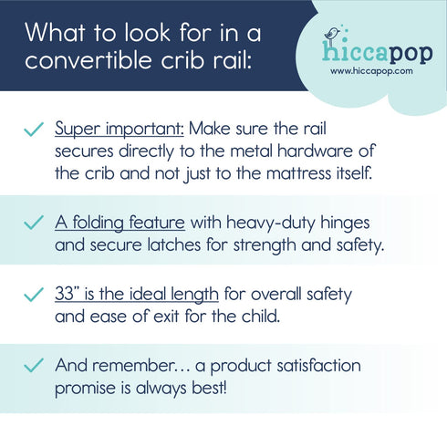 hiccapop Convertible Crib Bed Rail for Toddlers, Crib Rail Guard, Toddler Bed Rail for Crib