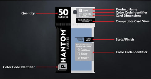 Phantom Sleeves: Purple Size 59 x 92mm: Glossy Front/Back - 50 Pack - Transparent Protective Card Sleeves for Board Games, Trading Cards & Card Games