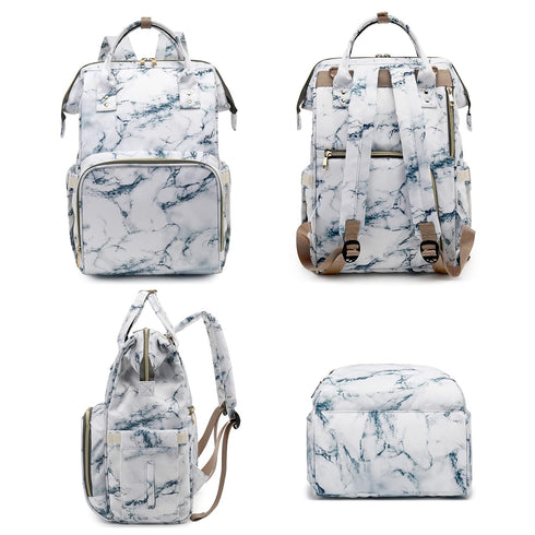 Yusudan Backpack Diaper Bag for Baby Girls, Mom Waterproof Large Nappy Bags for Women (Marble)